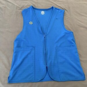 Walmart‎ Vest Womens Large Blue Mesh Full Zip Pockets Workwear Logo Uniform